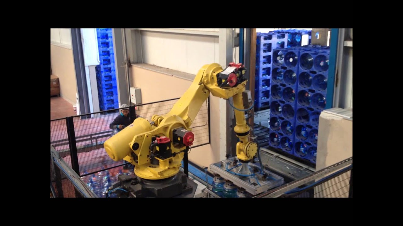 Flokontrol - Prostack Rack Loading and Unloading of 19 ltr (5 Gallon) Water Bottles with One Robot