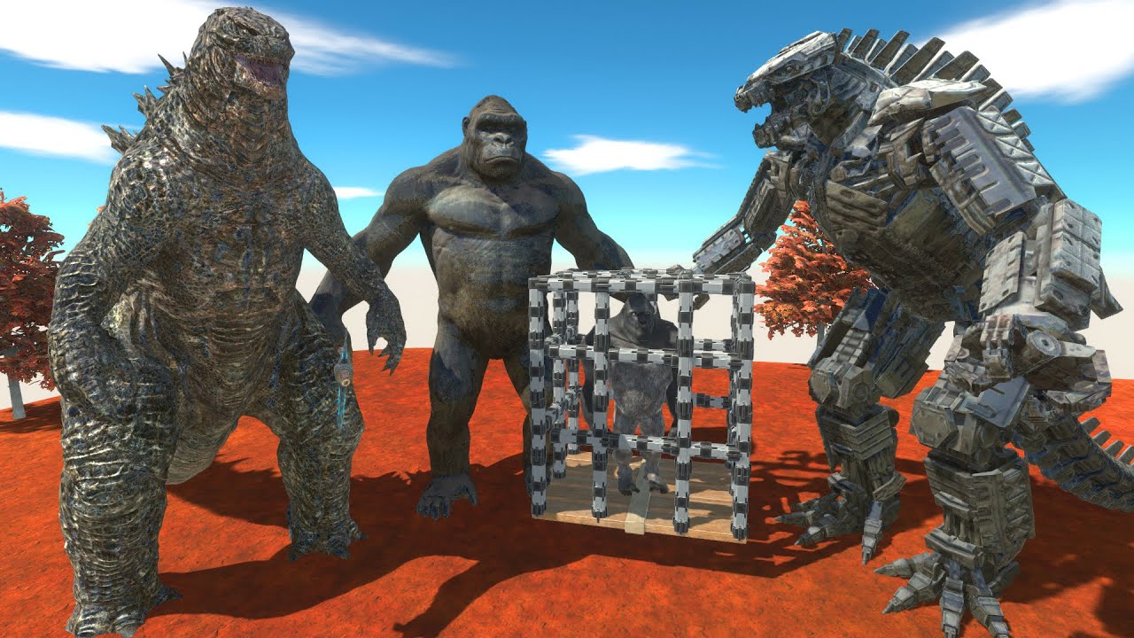 GODZILLA & KING KONG Save The Baby Kong Escape From Mechagodzilla - Animal Revolt Battle Simulator