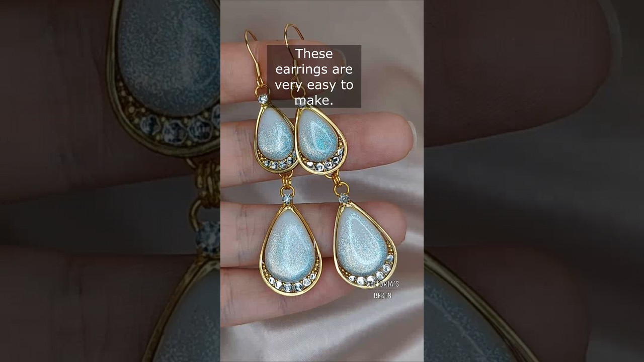 UV resin earrings without mold for beginners #uvresin #earrings #diy #jewelry