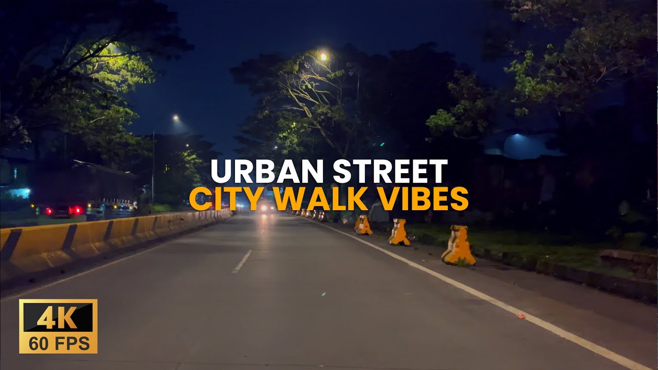 4K Urban Night Walk with Peaceful Street Sounds | Relax, Sleep, Study | City Ambience