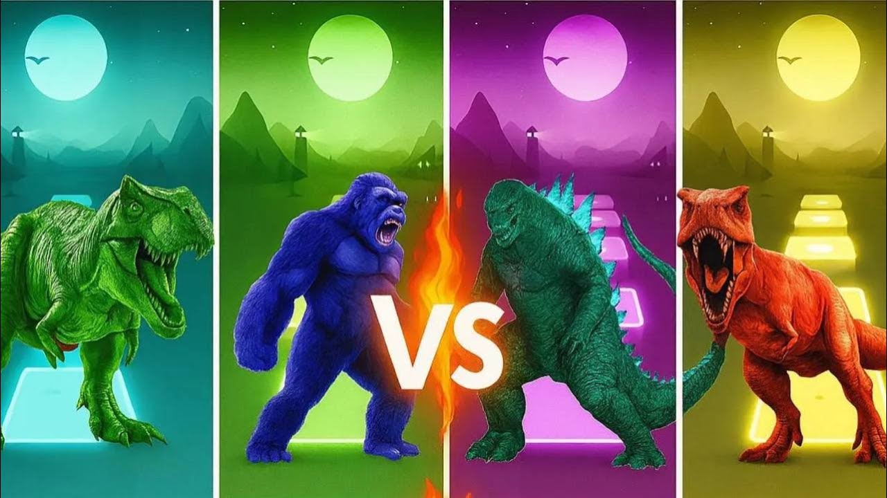 🔥 Epic Monster VS! Godzilla vs Kong vs T-Rex vs Red Rex Clash
