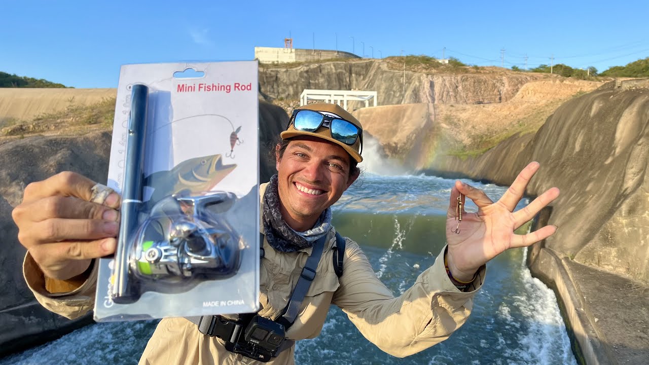 Probando Caña de Pesca de Bolsillo en el Río y en el Mar!