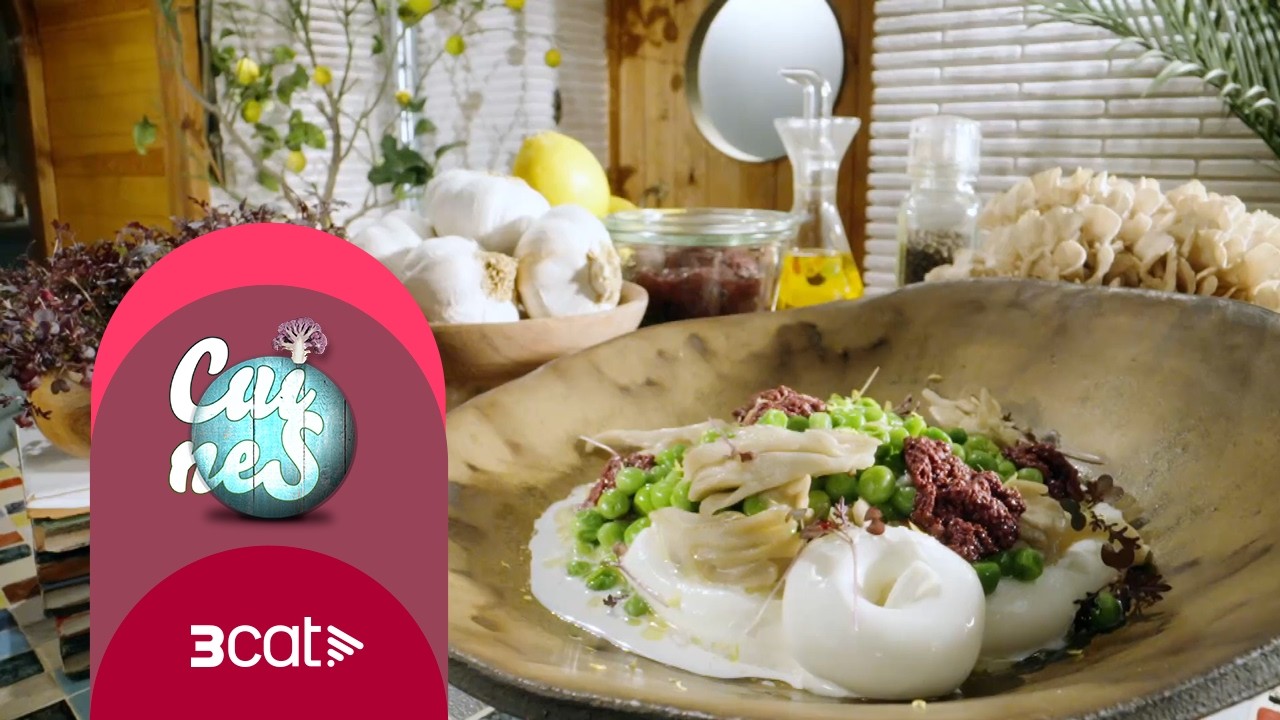 Cuines - Pèsols amb burrata i gírgoles