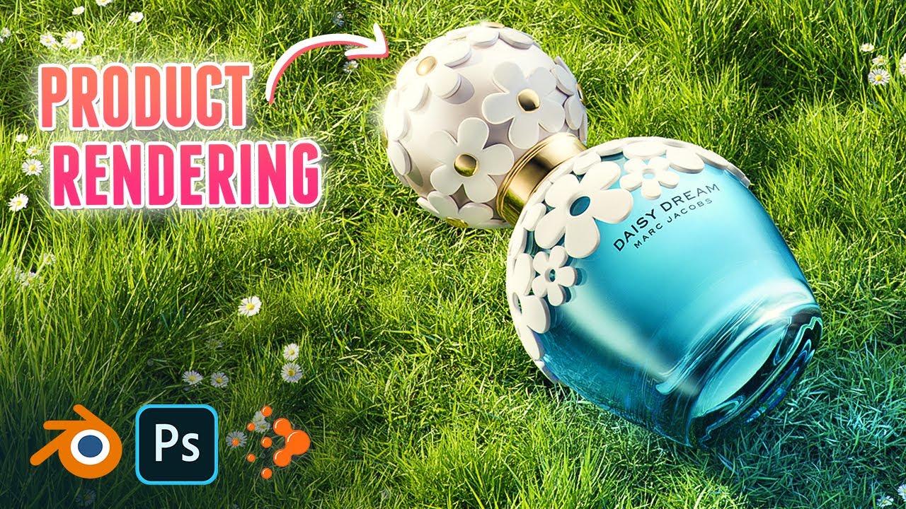 Grassy Perfume Product Rendering - Blender 3.2, Luxcore  and Photoshop