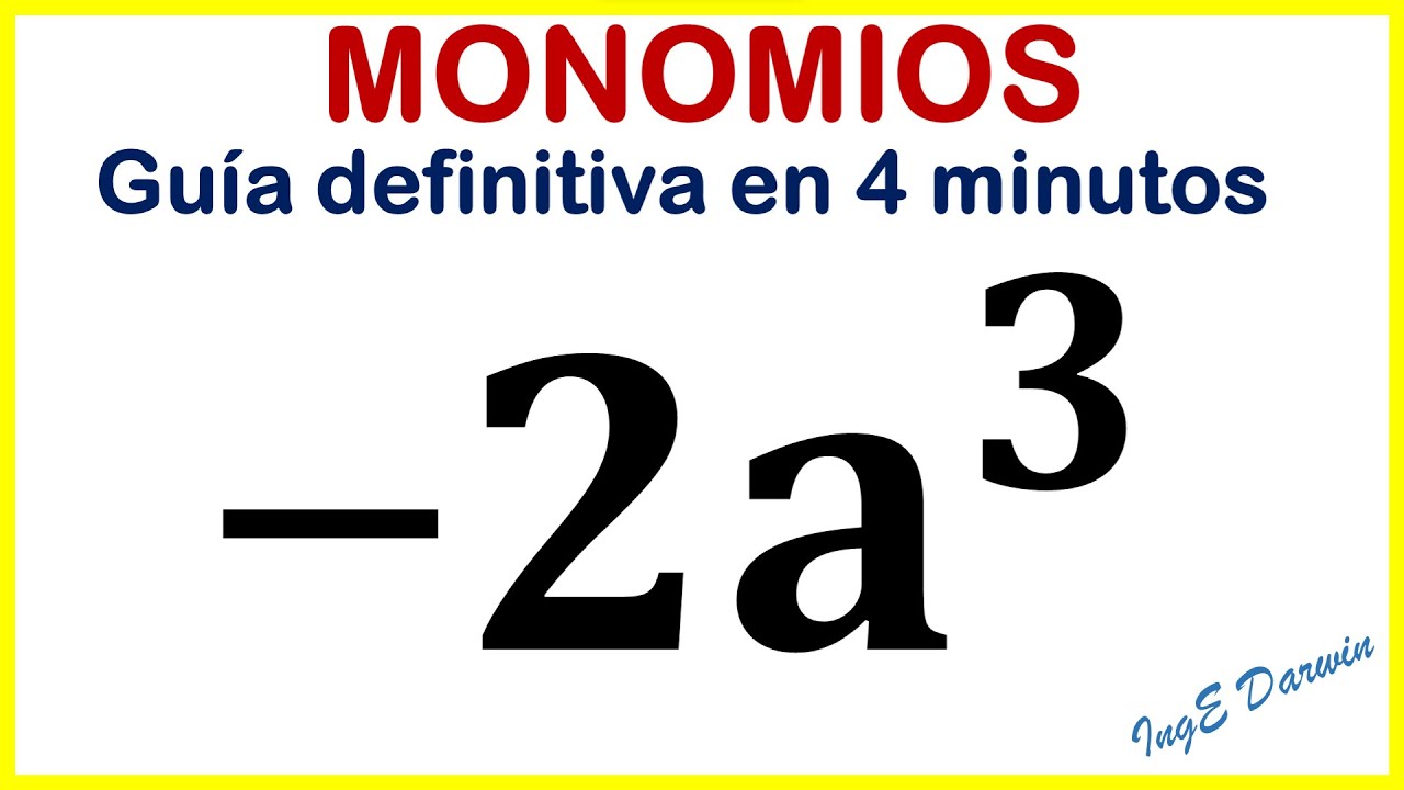 Operaciones con monomios: suma, resta, multiplicación y división; explicación en 4 minutos.