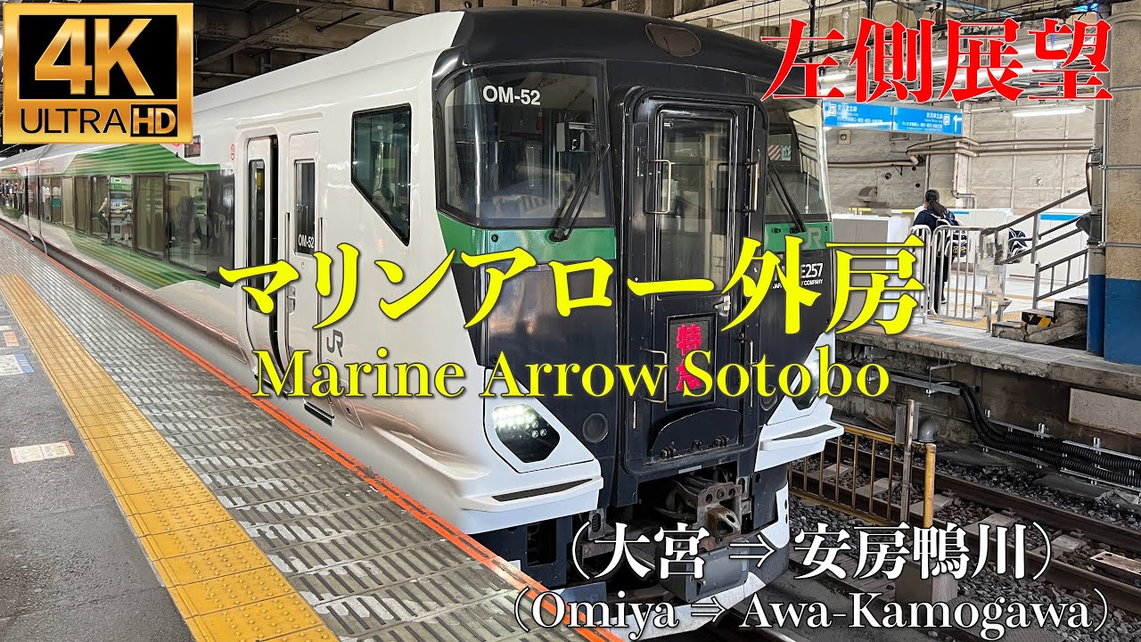 [4K/вид слева] Limited Express Marine Arrow Сотобо (Омия ⇒ Ава Камогава)