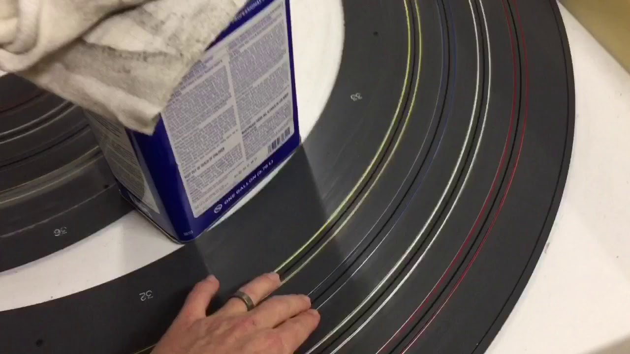 Slot car track cleaning