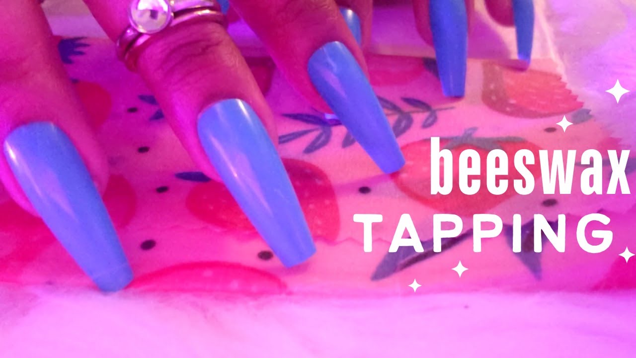 Tapping on Beeswax Wrap ASMR with Long Nails