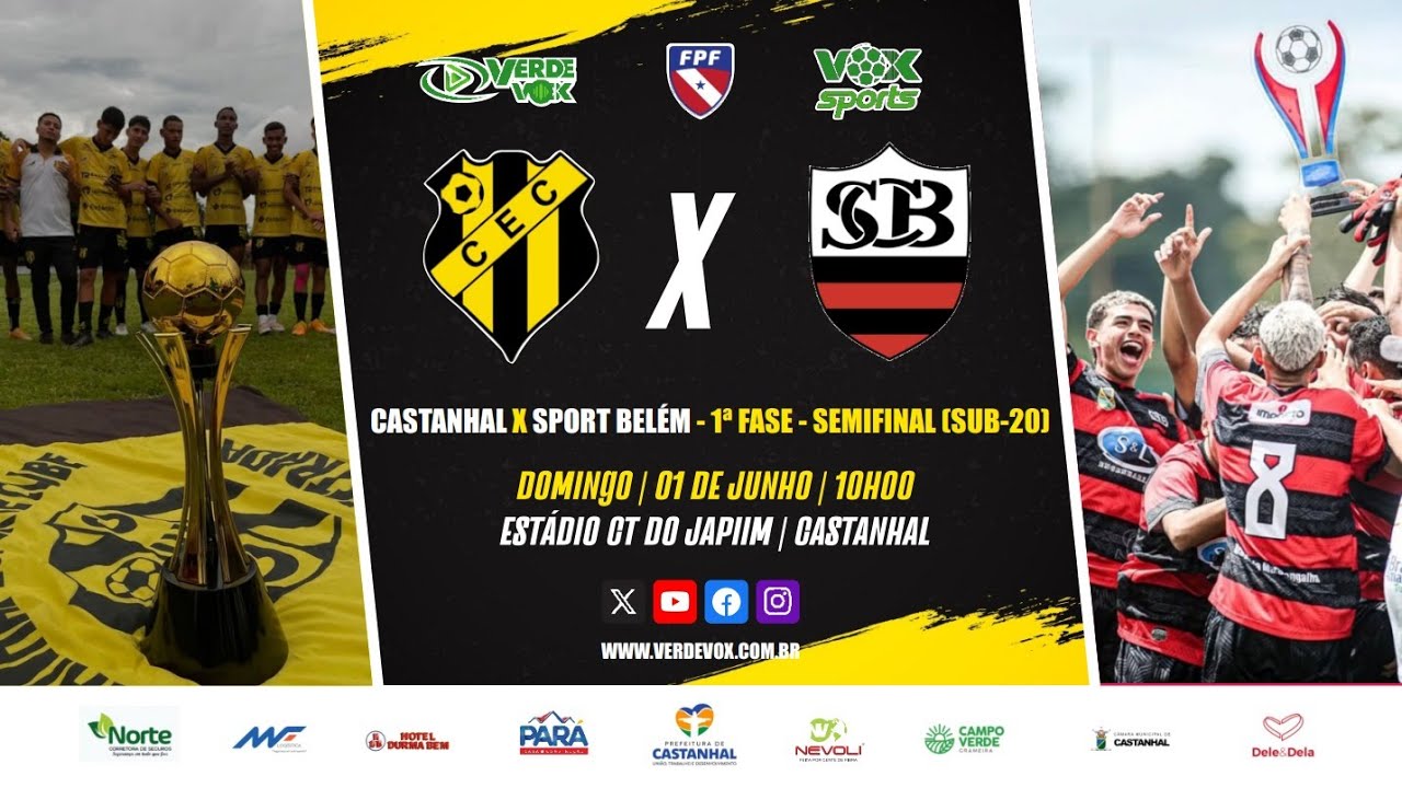 #aovivo CASTANHAL (4) 2 X 2 (5) SPORT BELÉM || CT JAPIM || COPA PARÁ - 2025 || SEMIFINAL SUB - 20