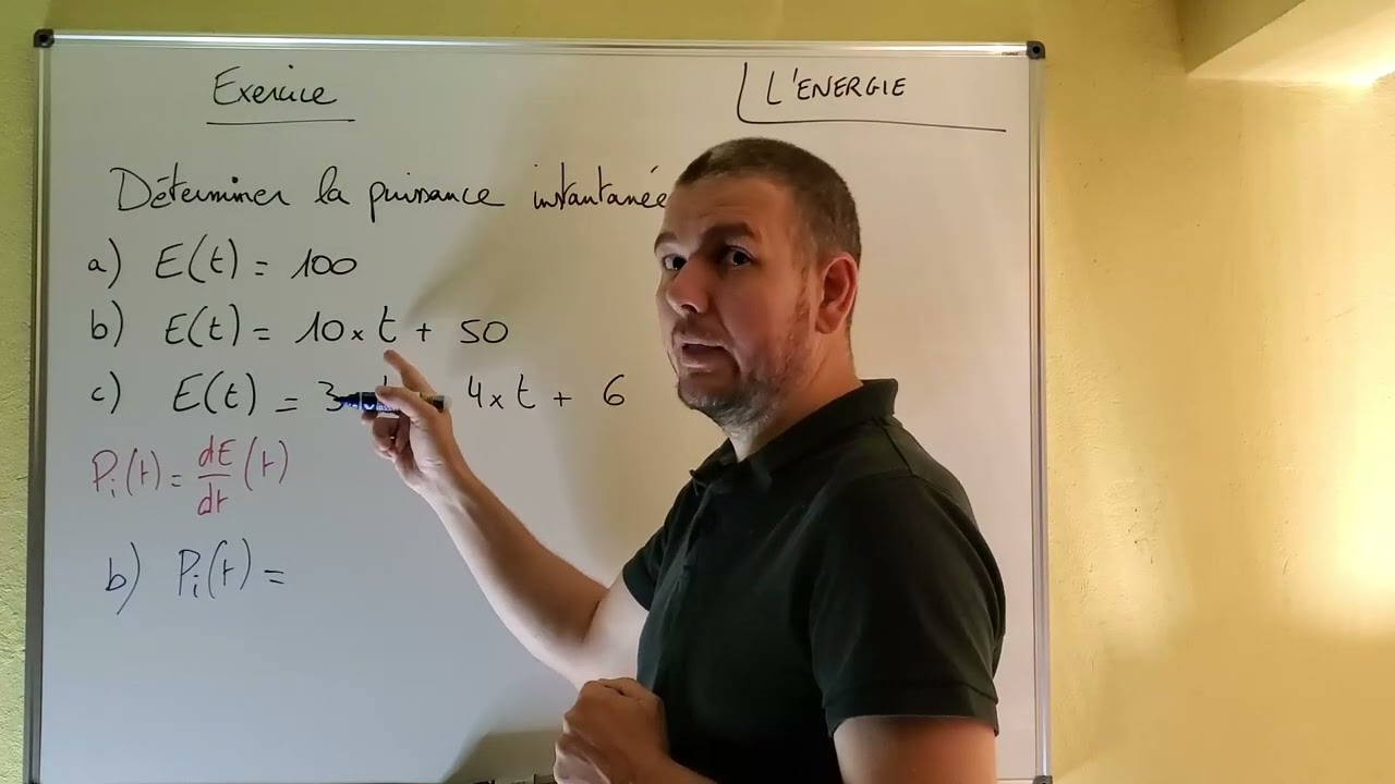 Terminale STI2D Physique Chimie l'énergie et ses enjeux Exercice 1 calcul de puissance instantanée