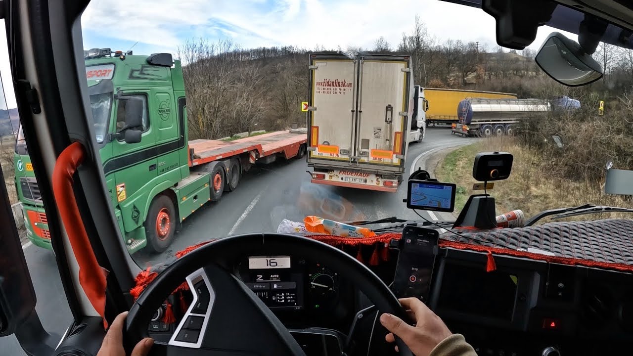 DAĞ YOLLARINDA POV TIR SÜRÜŞÜ / Renault T-RANGE 520 / Kokpit Açısı / Macaristan-Bulgaristan
