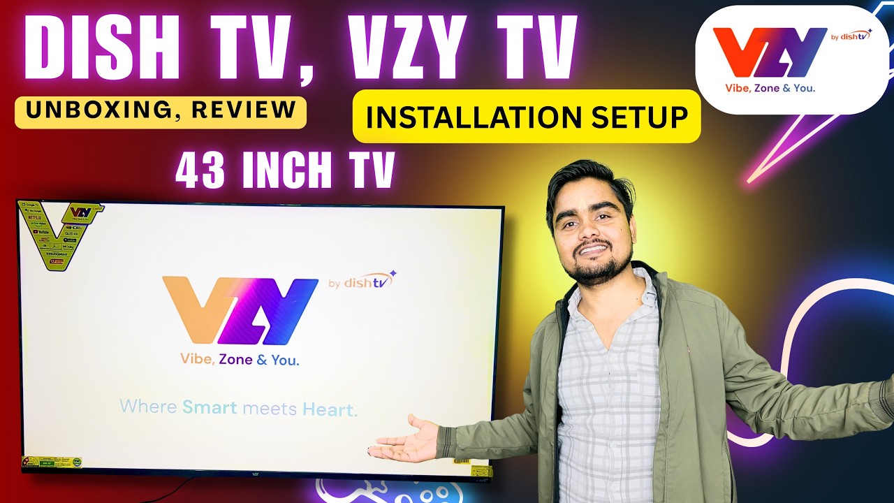 Dish TV VZY 43 Inch QLED 4K Google TV Installation | Real Home Setup & Demo | VZY QLED 4K Google Tv