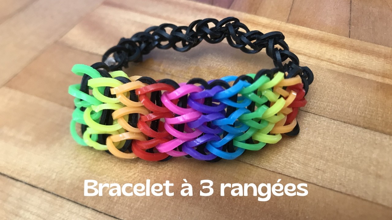 Comment faire un bracelet à 3 rangées en élastiques (Rainbow Loom)