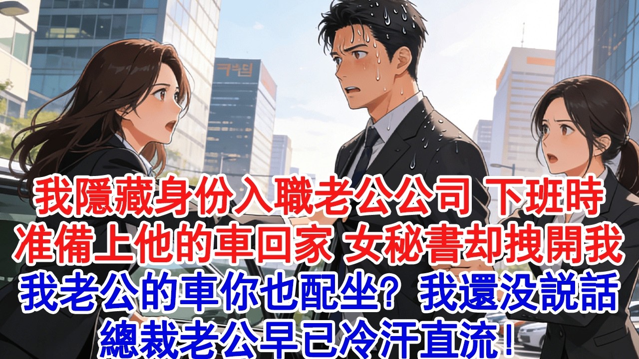 【情感故事】我隱藏身分入職老公公司，下班時準備上他的車回家，女祕書卻一把拉開我「我老公的車你也配坐？」我還沒說話，總裁老公早已冷汗直流！#小說 #愛情 #故事