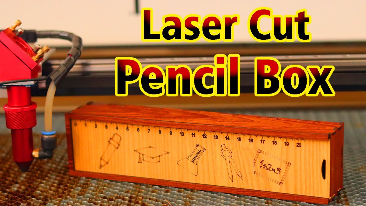 How to make Laser Cut Pencil Box with Sliding Lid  Laser Cut School Geometry Box for Kids