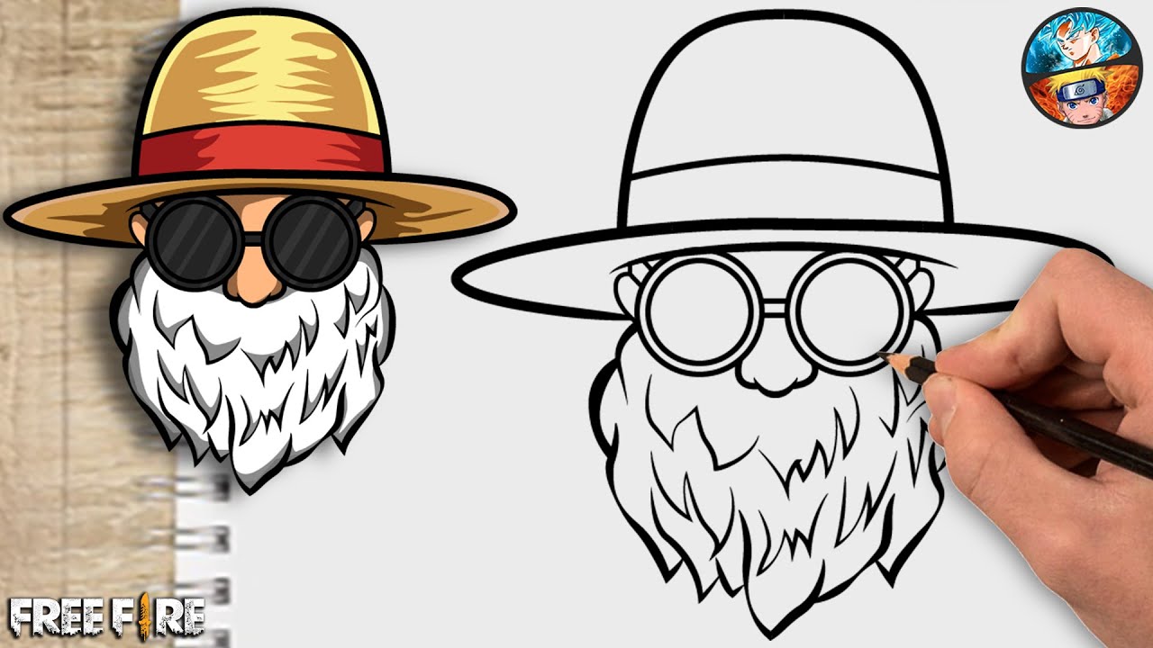 COMO DESENHAR FREE FIRE FF SKIN COM A BARBA DO VELHO - DESENHANDO FREE FIRE FF DESENHOS