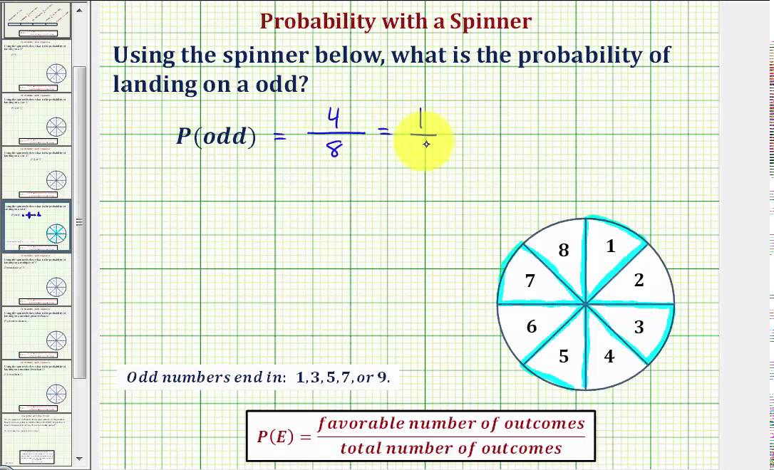 Ex: Find the Probability of Landing On an Odd Number Using  a Spinner