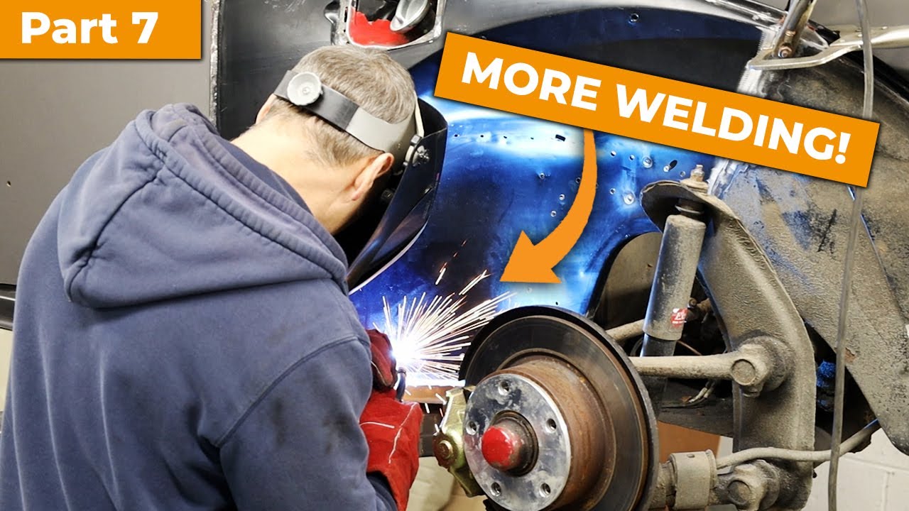Welding the front quarter panel to a VW Beetle! - Lewis's Bug Part 7