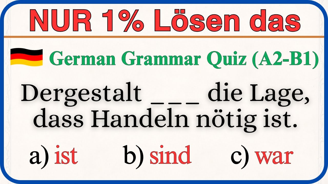 Deutsche Grammatik Test B1 | Mixed Grammar Challenge A2-B1 | Deutsch lernen für Anfänger