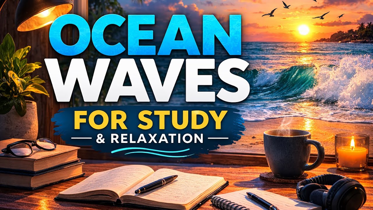 1 Hour Ocean Waves Sounds for Study | Relaxing Beach Waves for Focus, Reading & Sleep