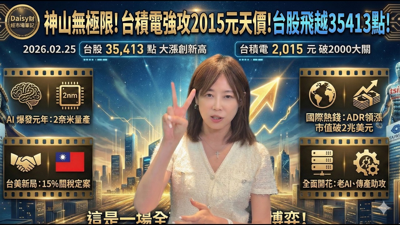 【Daisy財經市場筆記】神山無極限！台積電強攻2015元天價!台股飛越35413點!全球聰明錢瘋搶台股!卻有個老KK唱反調....!FT.邱沁宜