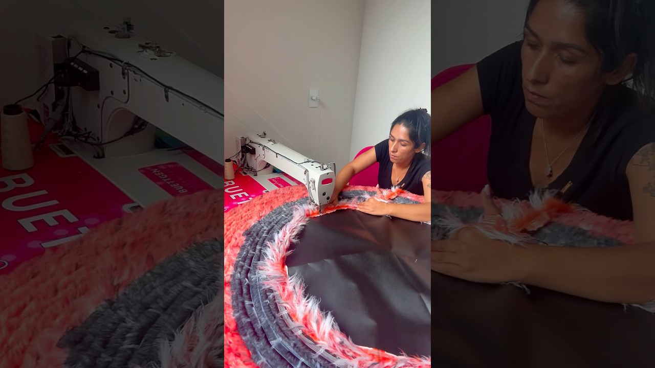 Fiz um tapete grande usando tirelas Haaa ess resultado