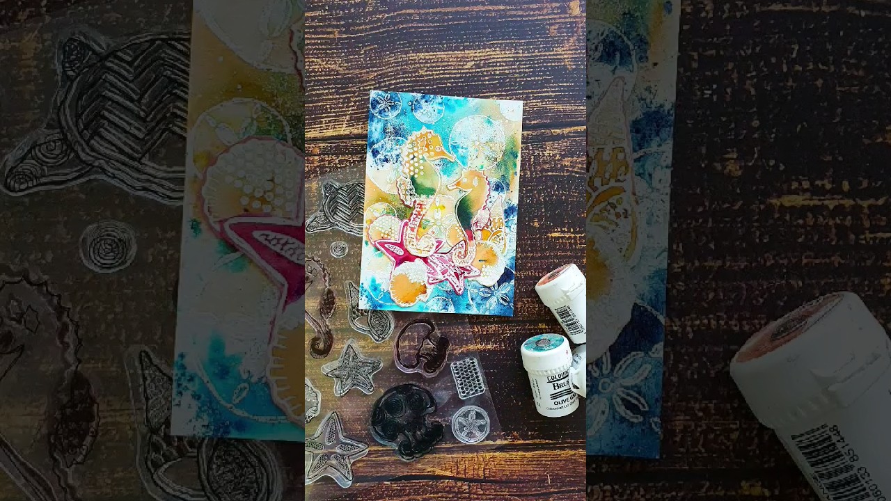 #icad 9 with our Textured Sea Creatures Stamps, Heat Embossing and Brushos #icad2023