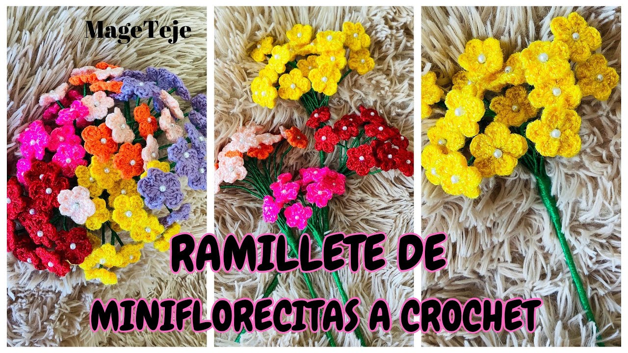 RAMILLETE DE MINIFLORECITAS A CROCHET_ Podrás tejerlas en solo minutos y con muy poco material😉.