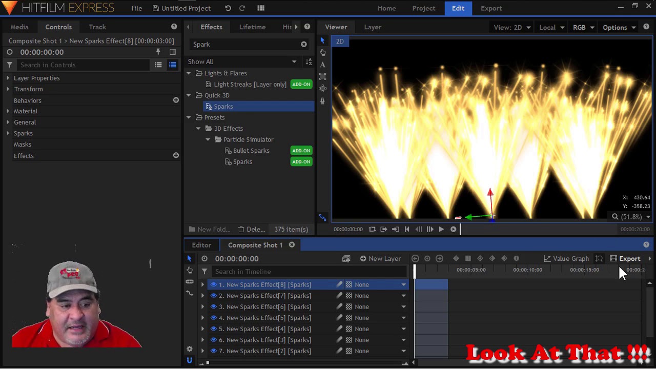 Using Sparks and Lightening in HitFilm Express