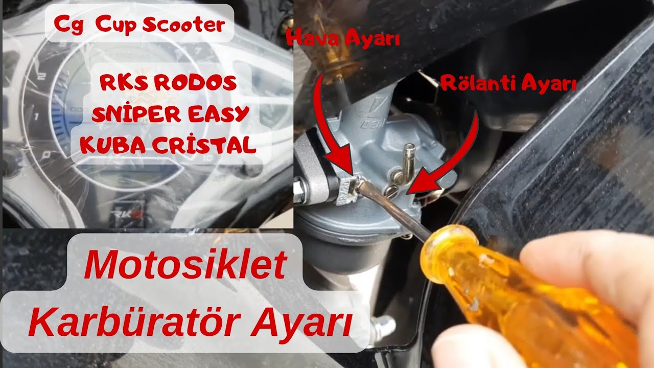 Motosiklet Karbüratör Ayarı / Karbüratör Hava ve Rölanti Ayarı Nasıl Yapılır cristal rodos easy
