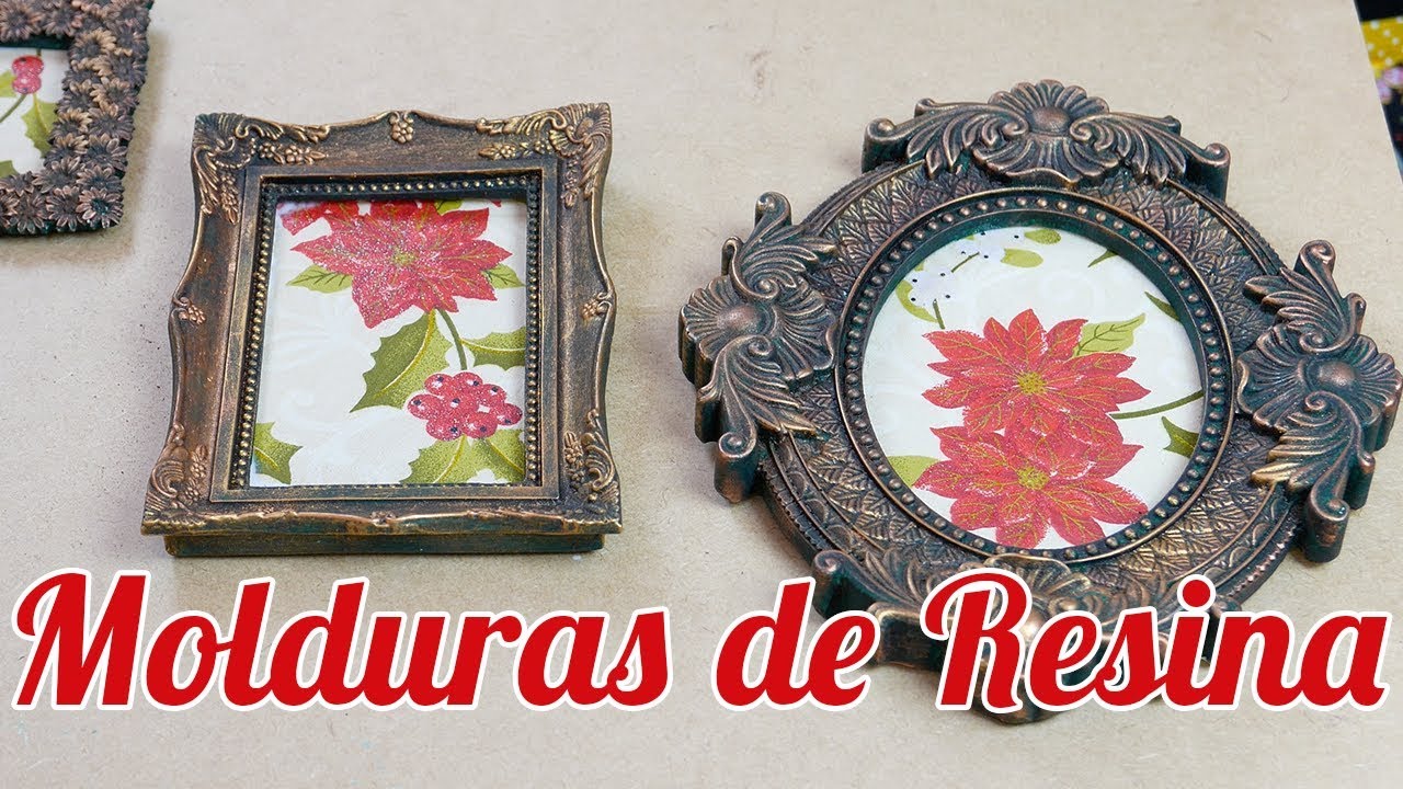 Decoração com Moldura de Resina e Tecido de Natal da Estilotex