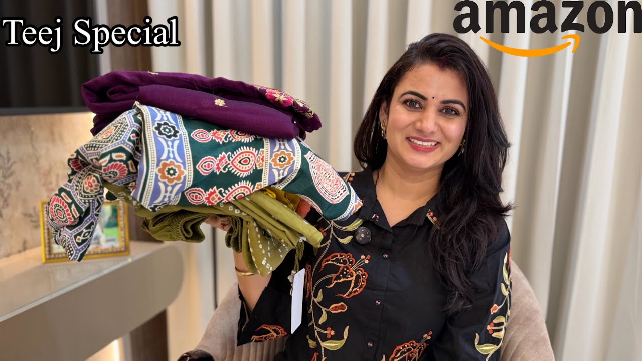 Amazon Kurta Set Haul, Embroidered Kurta Pant Set With Dupatta, Anarkali Kurta Palazzo, Satin Saree
