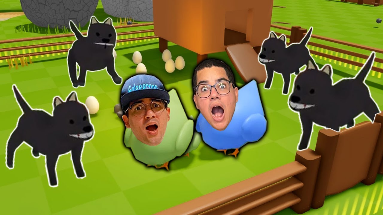 ENTRAMOS NO MUNDO DAS GALINHAS E VÁRIOS LOBOS ATACARAM NOSSO GALINHEIRO! - Roblox Chicken Life