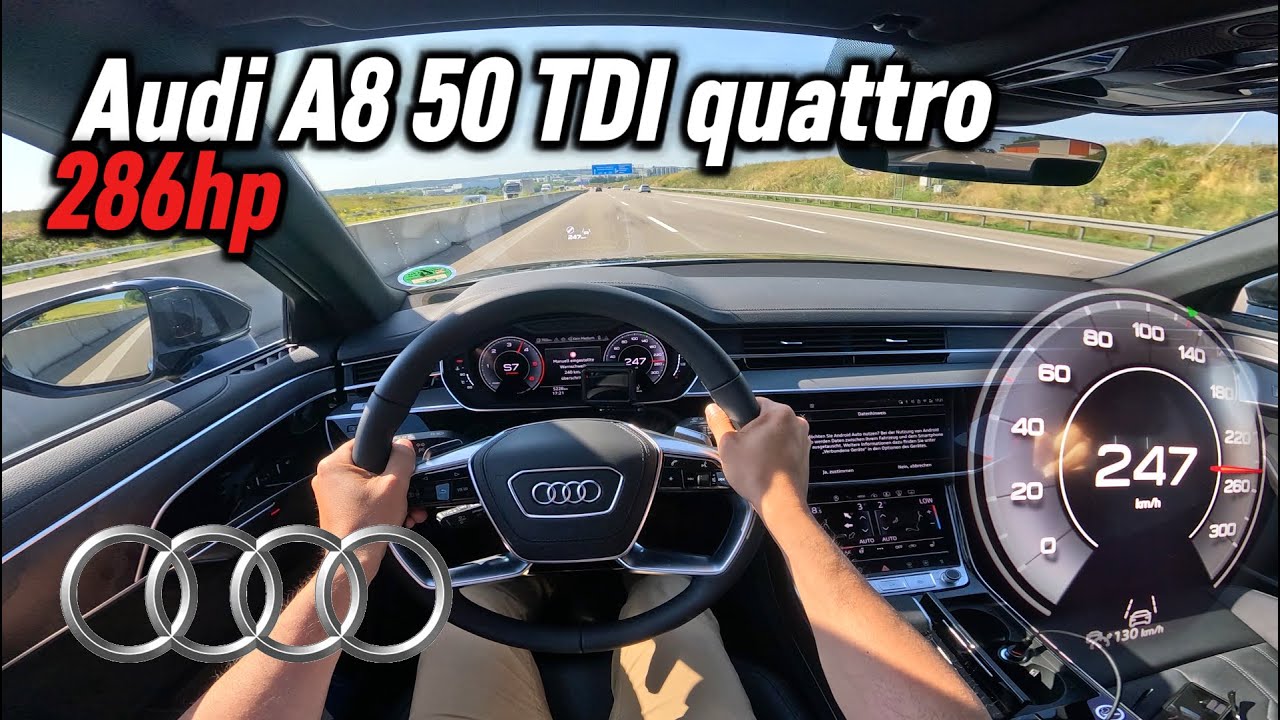 2025 Audi A8 50 TDI quattro tiptronic (286 hp) | POV Autobahn Test Drive in Germany