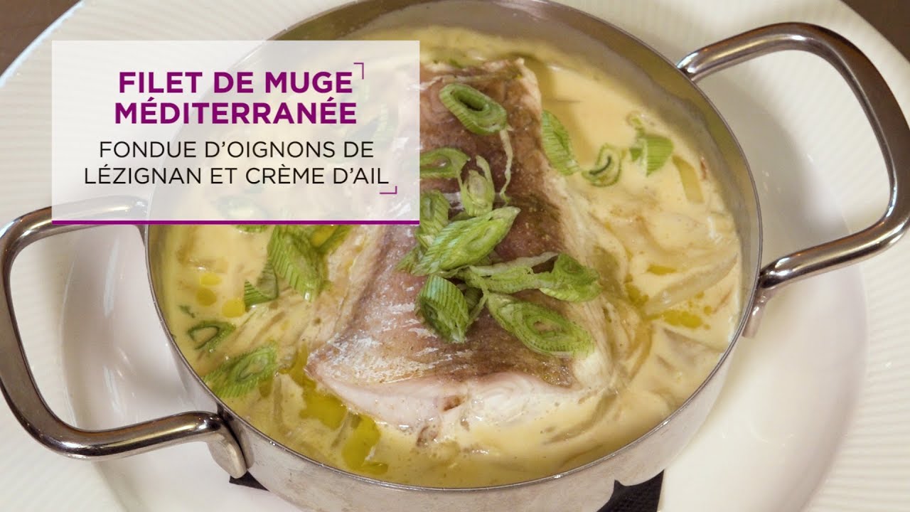 LES ŒNO'RECETTES #05 : Filet de muge Méditerranée, fondue d'oignons de Lézignan et crème d'ail