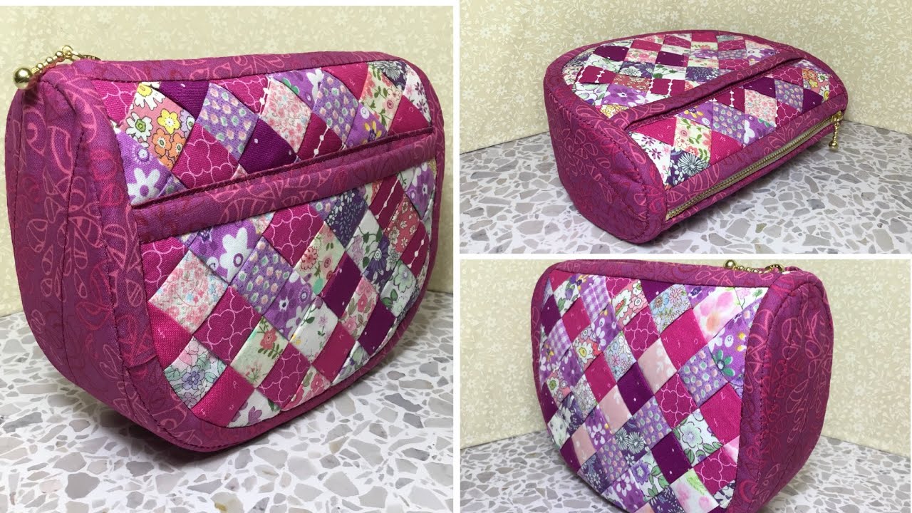 【編み込み第９弾】💜曲線が可愛らしい大きめマチのポーチ💜Large gusset pouch with cute curves 💜