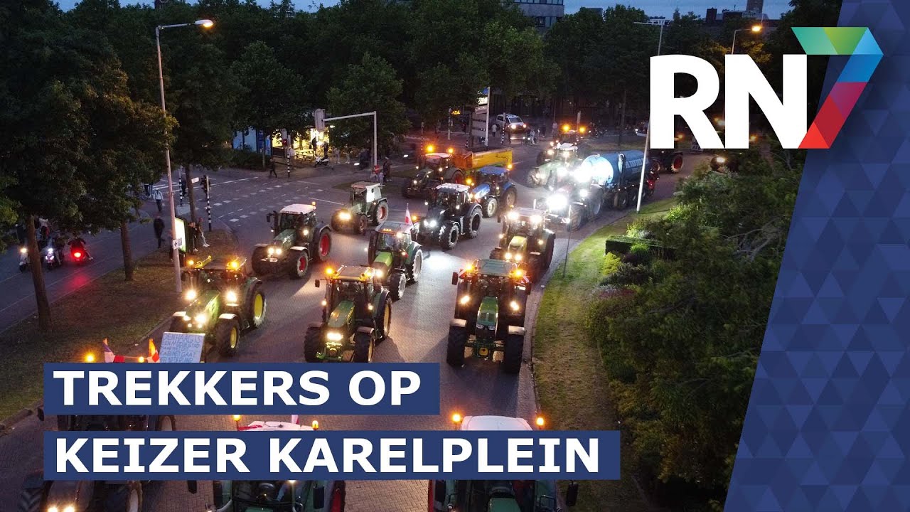 Boeren rijden in Nijmegen rondje over Keizer Karelplein