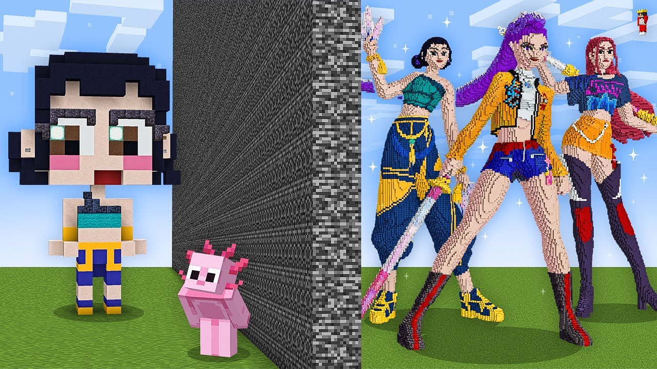 I Cheated With HUNTRIX in Minecraft Build Battle! (KPOP DEMONS)