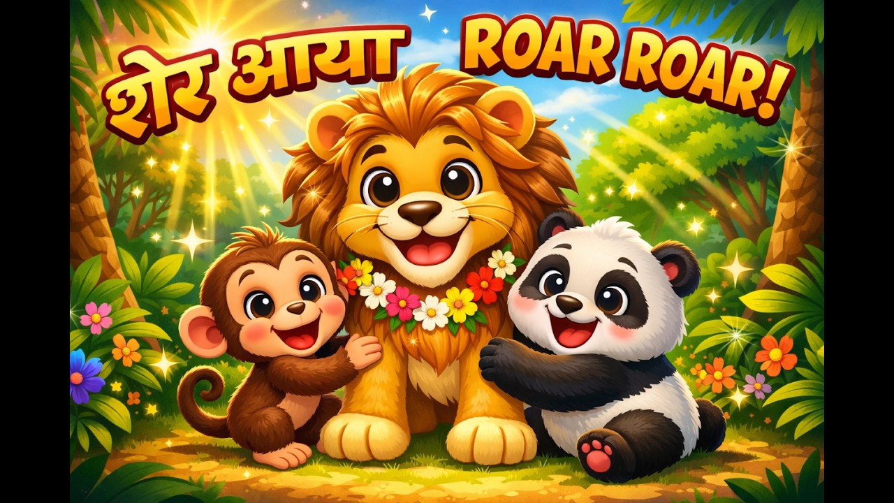 Sher Aaya Roar Roar | Lion Song | Hindi Rhymes | Chiku Piku Rhymes