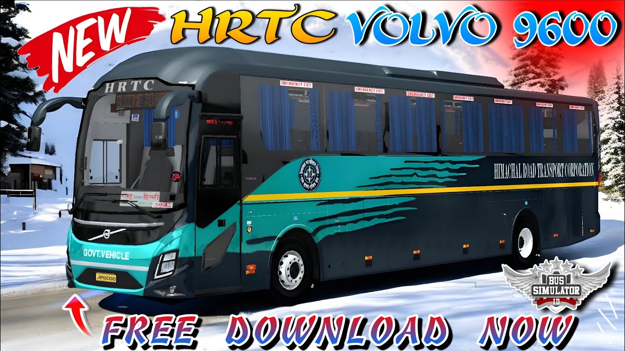 New HRTC Volvo 9600 || Download Now || New Hrtc Bus Mod || Bussid || Him Herox || Hrtc Volvo Skin