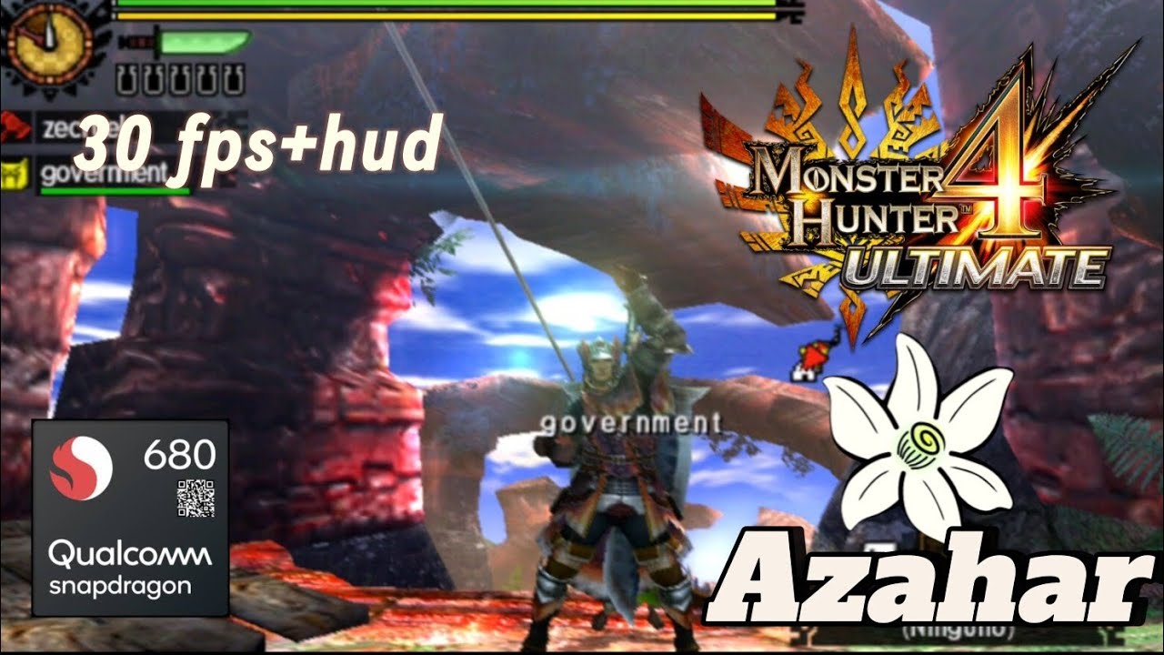 Monster hunter 4 ultimamente 30 fps + confg de hud e tela cheia no A05s!! | Azahar emulator 3ds 