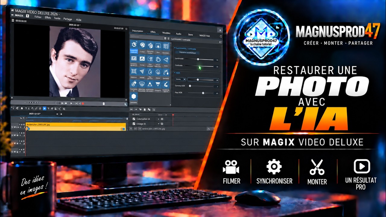 MAGIX VIDEO DELUXE 2026: Je restaure et colorise une photo ancienne abîmée avec l’IA