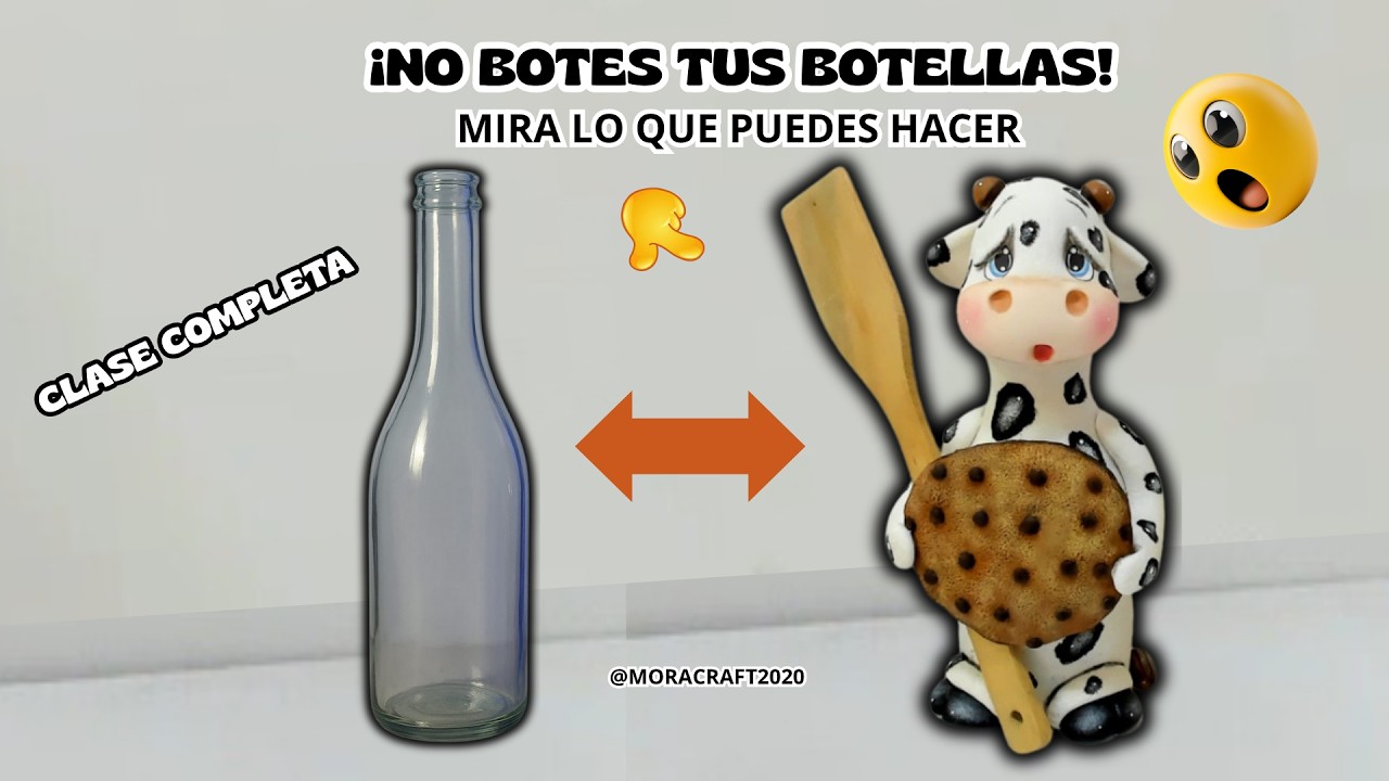 Cómo convertir una botella reciclada en una vaca adorable con porcelana fría | Manualidades pasopaso