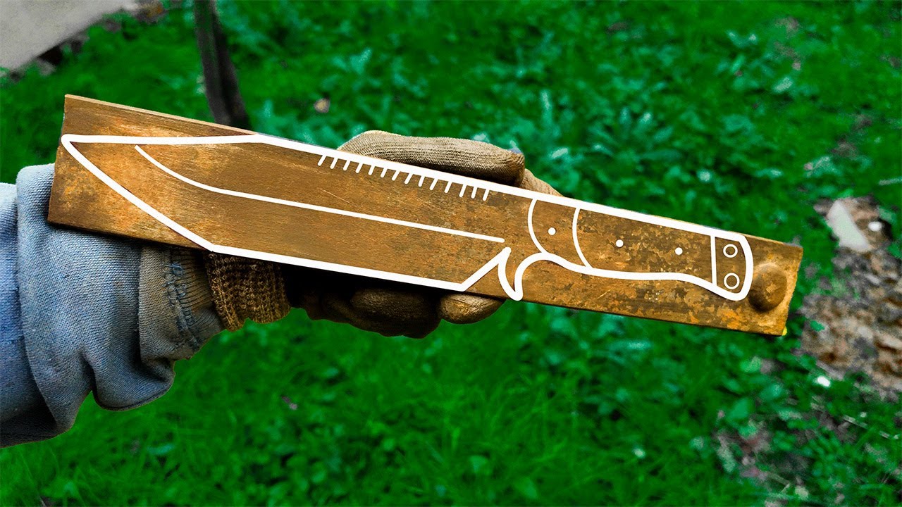 Create Sharp Bowie Knife From a Rusted Leaf Spring