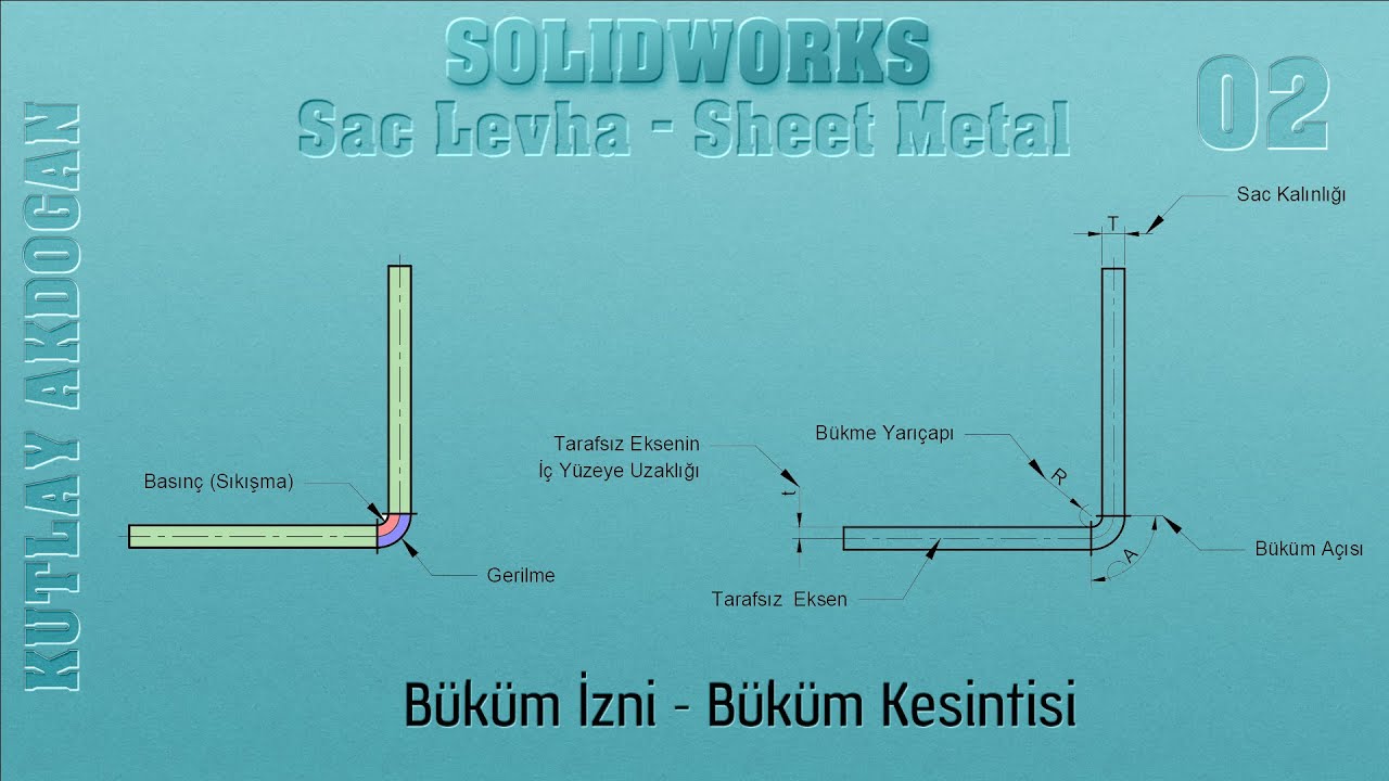 Solidworks Sac Levha-K faktörü , Büküm izini, büküm kesintisi