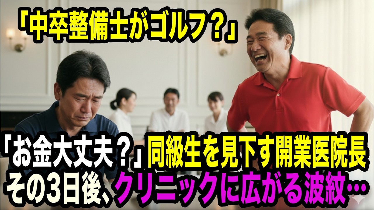『中卒の整備士がゴルフ？』開業医の同級生が人前で嘲笑。3日後、クリニックに異変…一斉キャンセルで経営崩壊へ