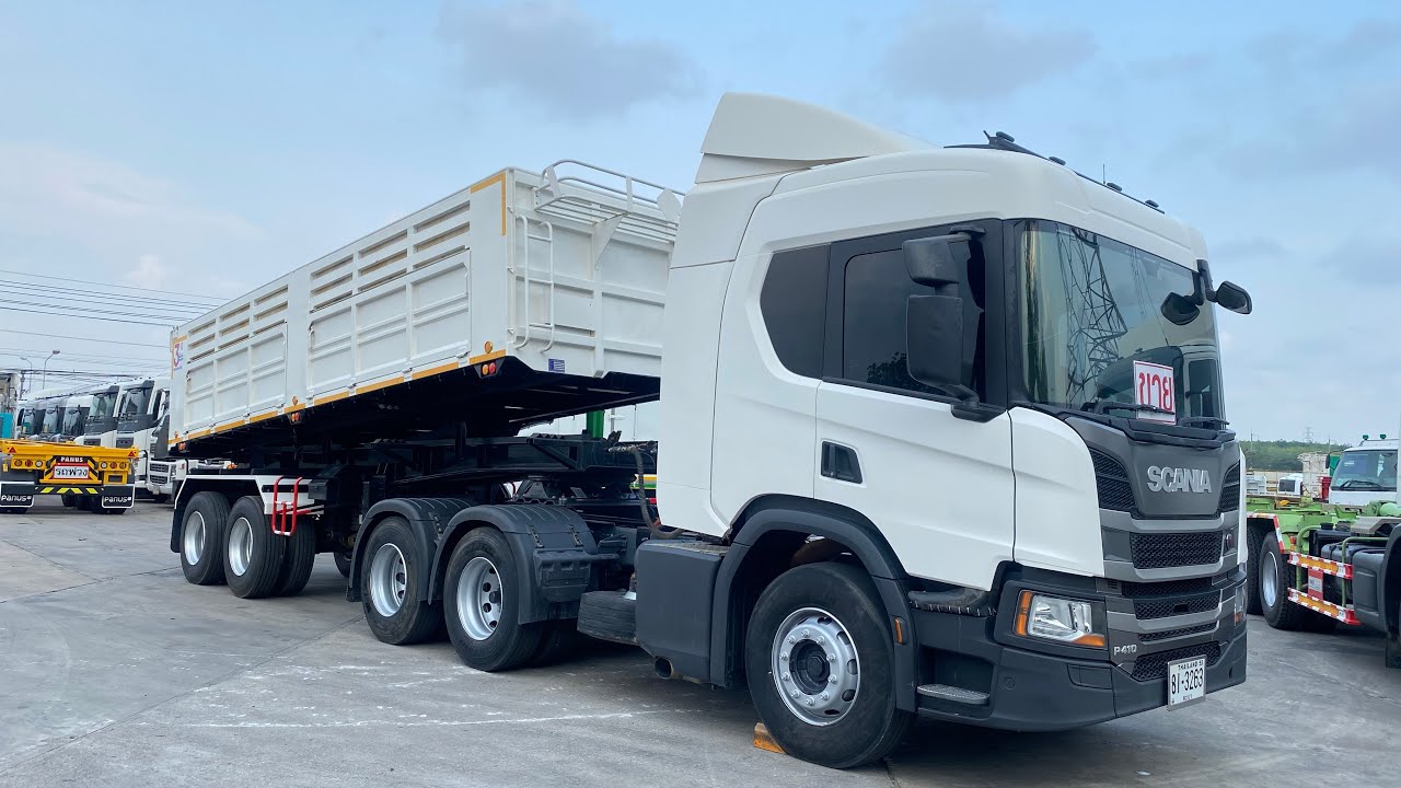 รถมือสองเข้าใหม่SCANIA P410 แรง 2เพลาคู่กับหางเซมิดั๊มพ์ กับ SCANIA P360แรง Hooklift ขนาด20ตันจร้า