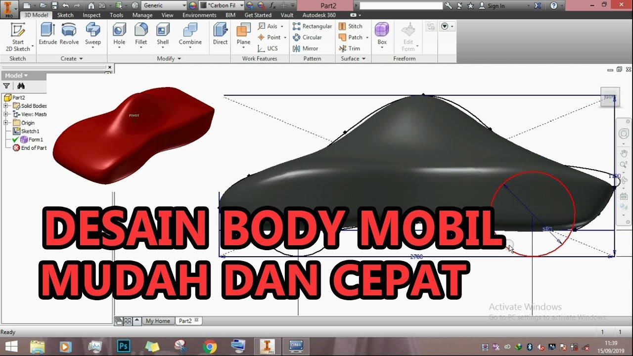 TUTORIAL MENDESAIN BODY MOBIL - AUTODESK INVENTOR