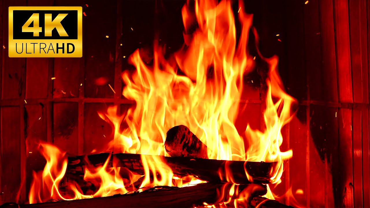 🛏️ Extreme Relaxation With 4K Fireplace | Gentle Fire & Natural Firewood Explosion, Stress Relief