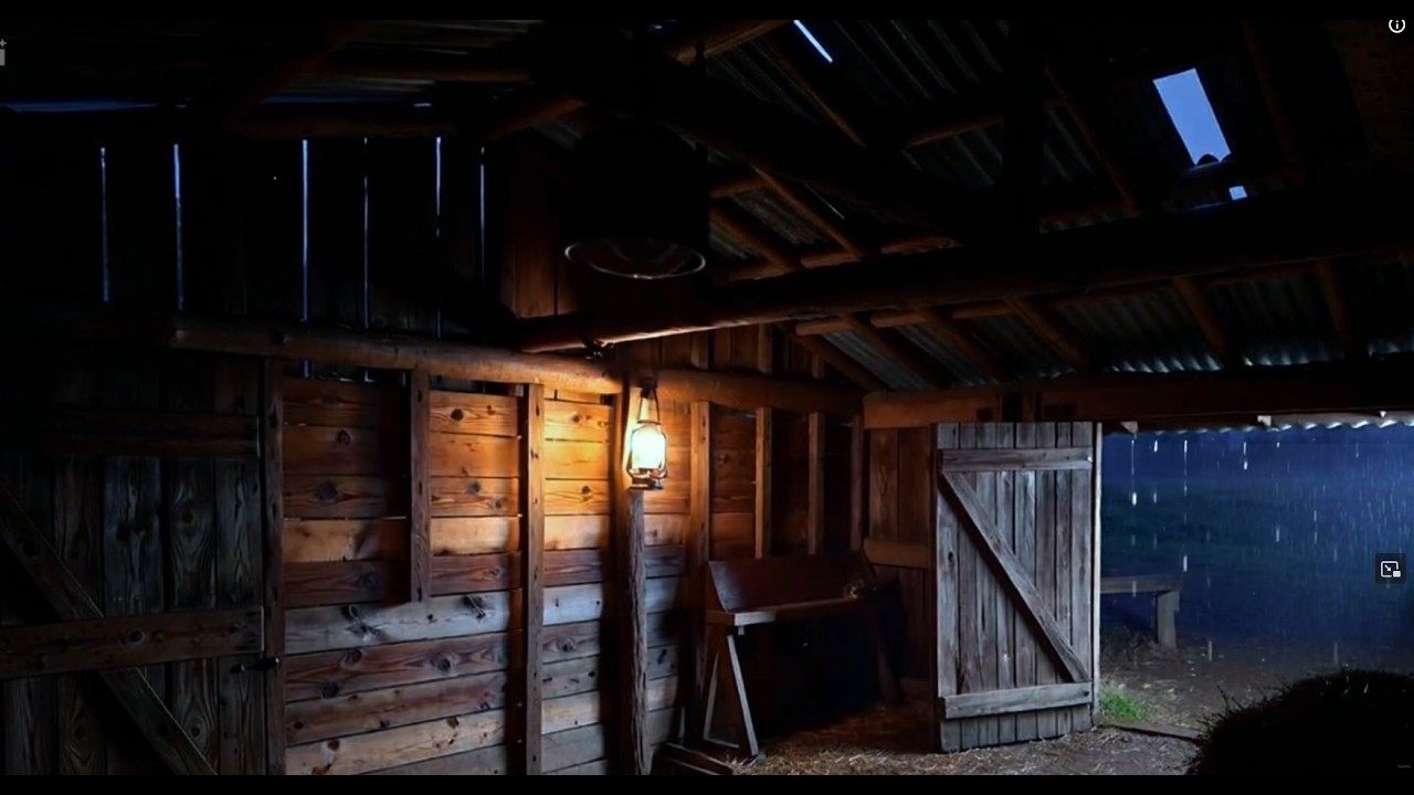 2 Hours of Rain Inside a Cozy Barn | Relaxing Storm Ambience 🌧️🏚️